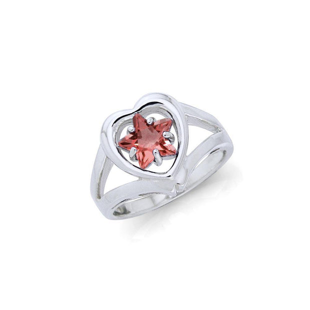Designer Elegant Cubic Zirconia Star and Heart Ring TRI728