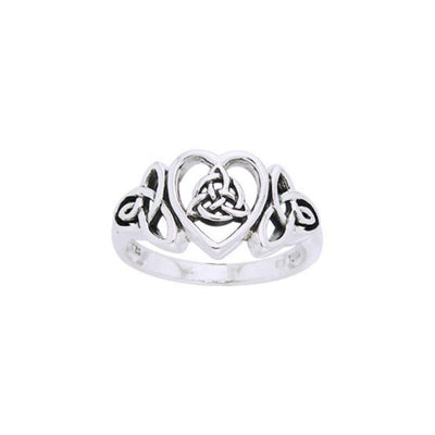 The purity of an endless heart ~ Celtic Knotwork Trinity Heart Sterling Silver Ring TRI873