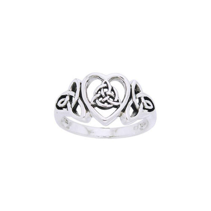 The purity of an endless heart ~ Celtic Knotwork Trinity Heart Sterling Silver Ring TRI873