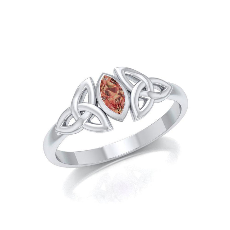As precious as you are ~ Sterling Silver Celtic Knotwork Birthstone Ring with Gemstone TRI936