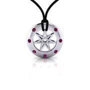 Sexy Witch Seven Pointed Star with Gemstones Silver Pendant Set TSE428