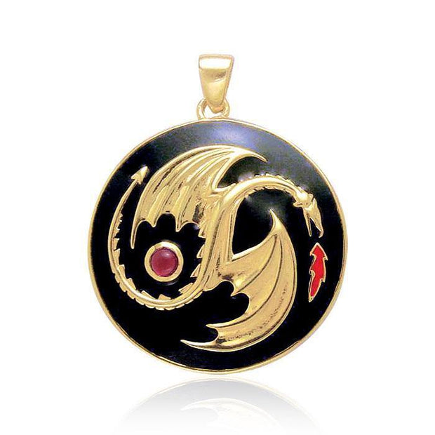 Yin Yang Dragon Gold Vermeil Pendant by Oberon Zell VTP3207
